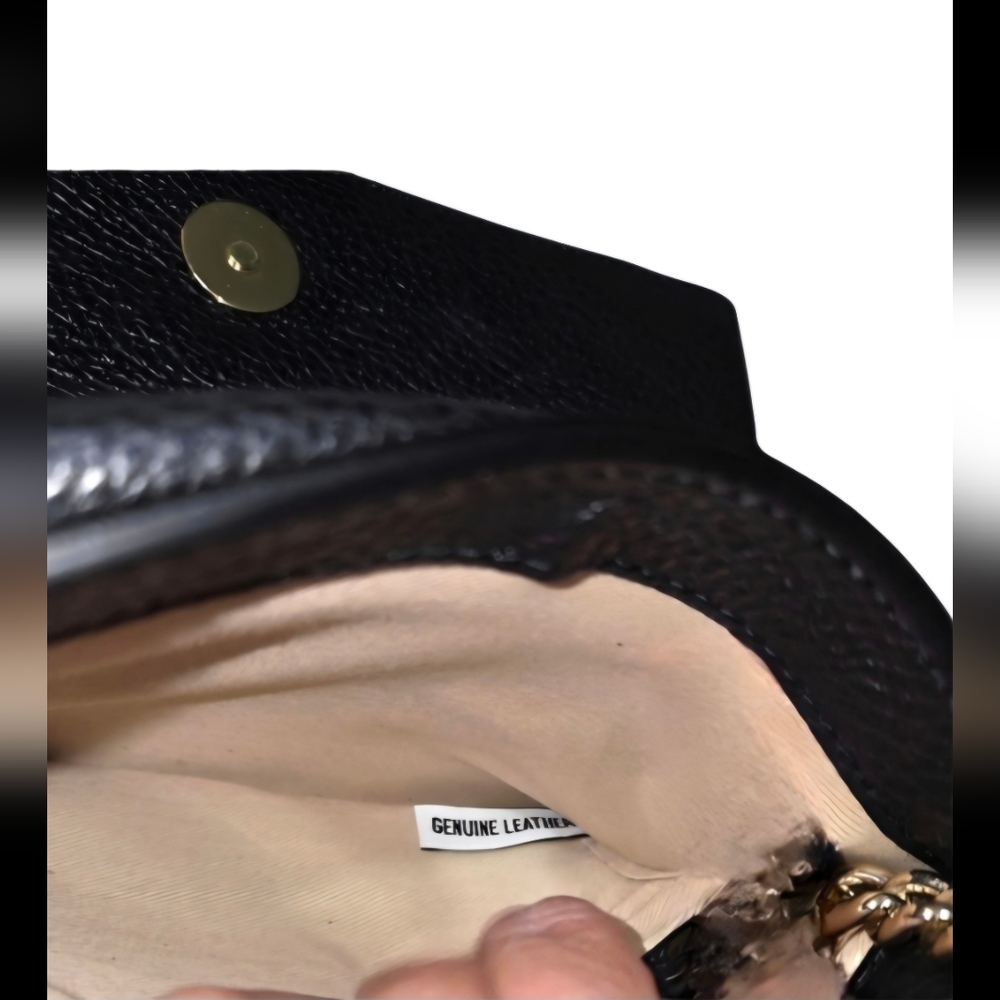 🔥Pinko Alicante Pattina Italian Leather Crossbody Bag Black w/Gold Accents EUC - Picture 10 of 11